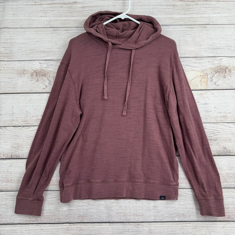Faherty Sun Washed Hoodie Mens Medium Mauve Plum Organic Cotton Slub Knit